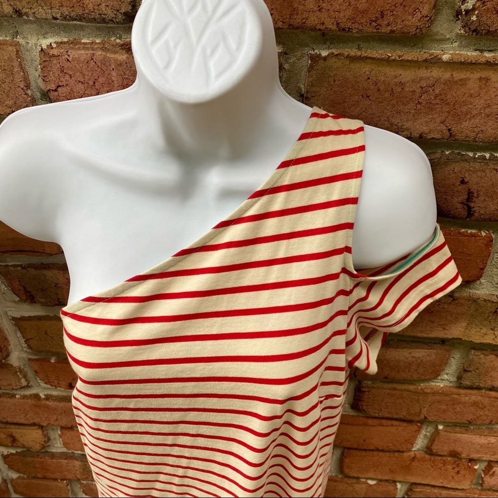 Anthro Maeve Marketa Striped One Shoulder Dress M - Picture 8 of 9